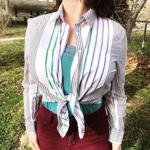 Striped cotton button up shirt